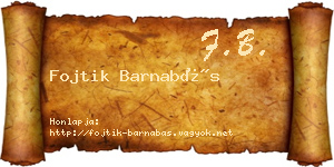 Fojtik Barnabás névjegykártya